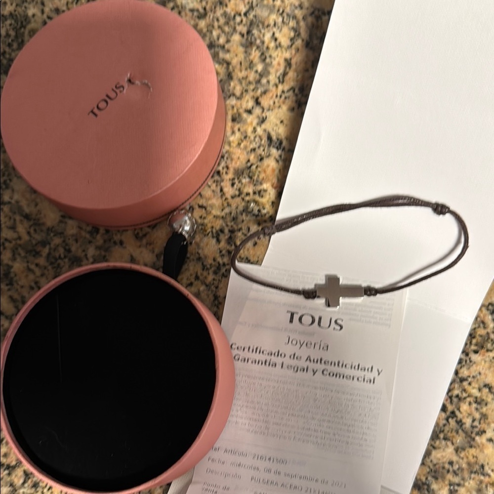 Tous men bracelet leather and stainless steel